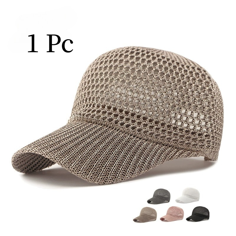 Baseball Cap Structured - メンズ・レディース兼用 通気性メッシュ野球帽 軽量中空ニット ダッドハット 夏のアウトドアスポーツや普段着に