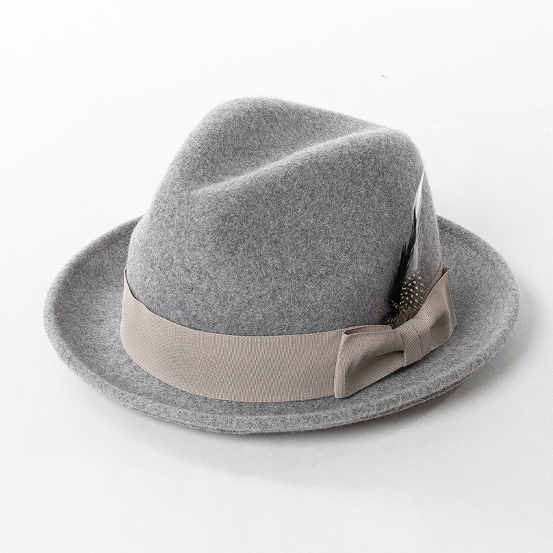 Fedora Hat Wool - USPOP 冬ウールフェドーラ帽女性エレガントなちょう結びリボン短いつば反り上がったダンディスタイルジャズハット