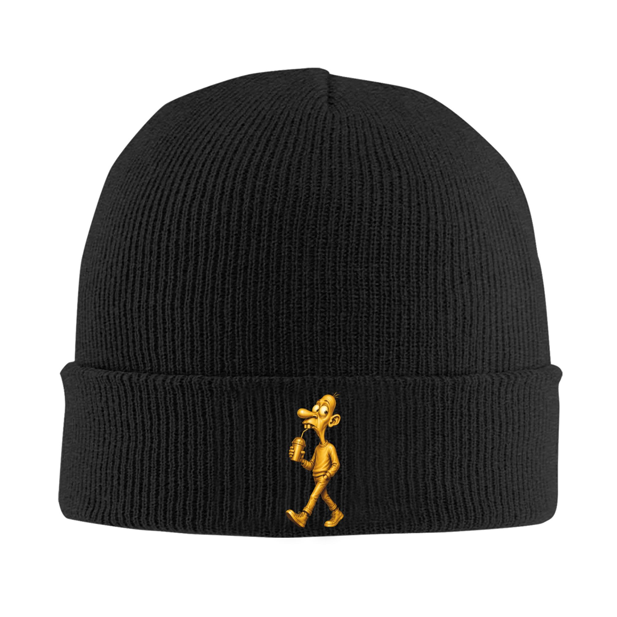 Beanie Cuffed Knit - ゴールデン・ニーギー・ミーム 面白いインターネット・ブレインロット ジェンZユーモア リブニット カフ付きビーニー 男女兼用