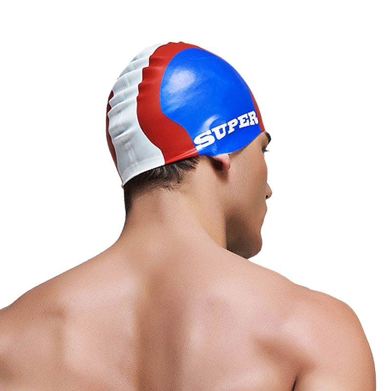 Swim Hat Silicone - 夏用ウォーターマンスイミングキャップ シリコン製 ボーイズ用 新しいブルーの入浴キャップ 男性用 大人用