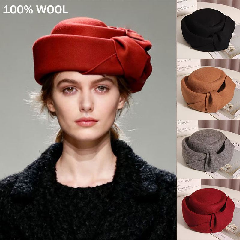 Beret French Wool - 新しいクラシックウールフェルトベレー帽女性冬高品質フェルト帽子フランスのエレガンス女性パーティーディナーハットデザイナー高級フェドラ