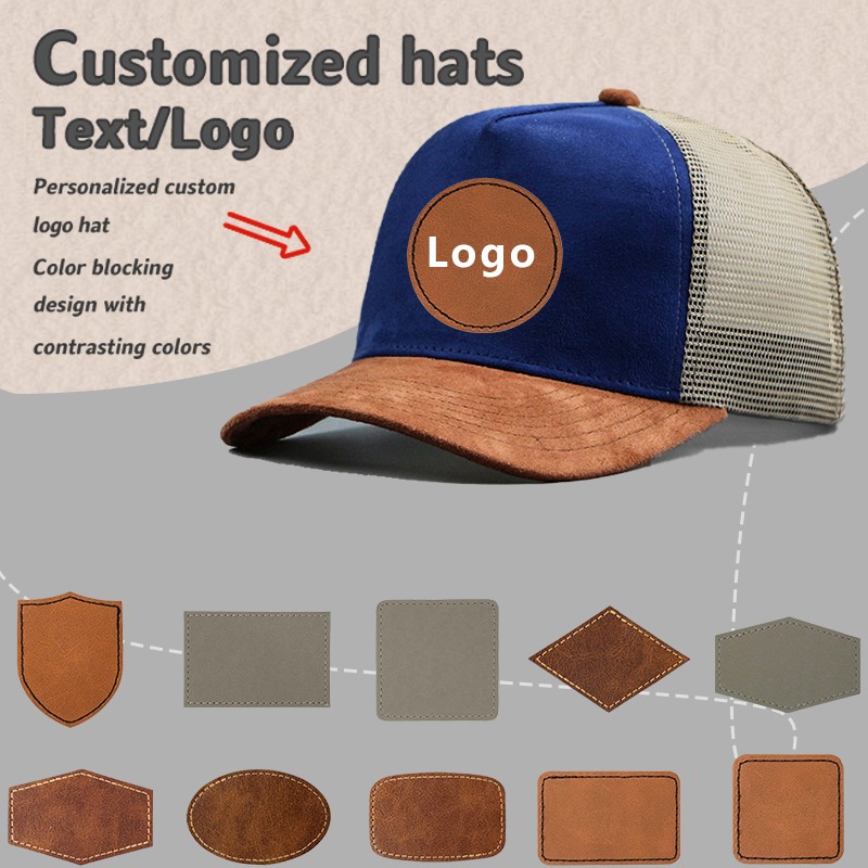 レザーラベルカスタムロゴ 5 パネルスエード野球帽男性と女性 - Baseball Cap Structured のレビューと価格
