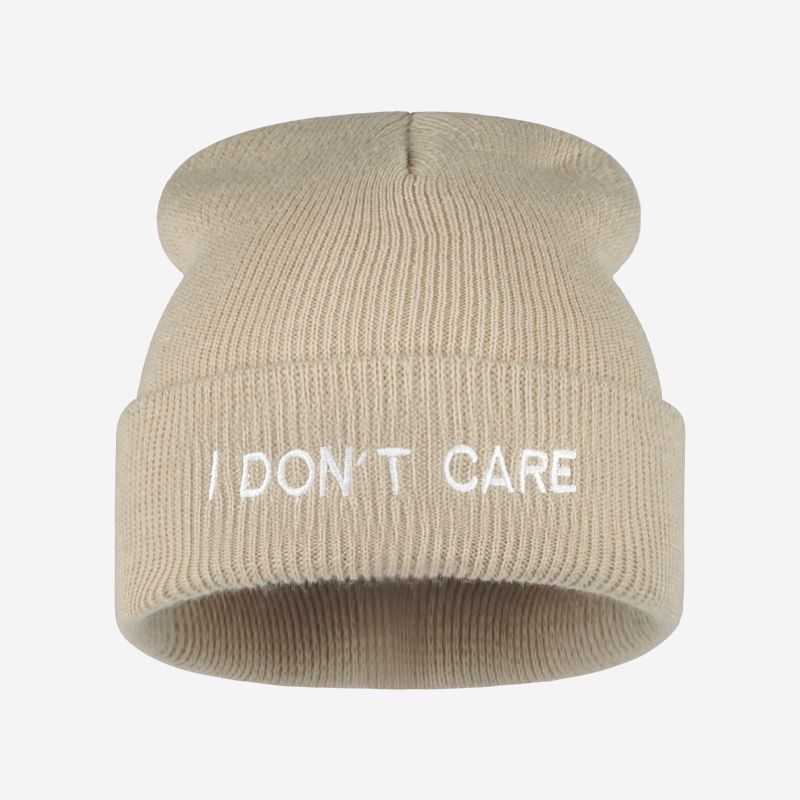 I DON'T CARE テキストニットカフビーニー、スタイ - Beanie Cuffed Knit のレビューと価格