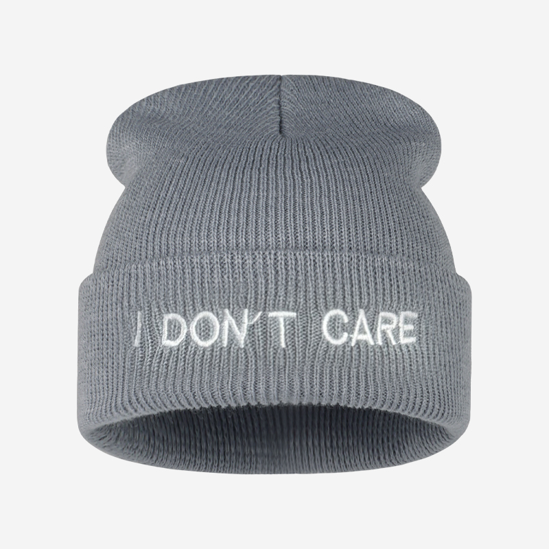 I DON'T CARE テキストニットカフビーニー、スタイ - Beanie Cuffed Knit のレビューと価格