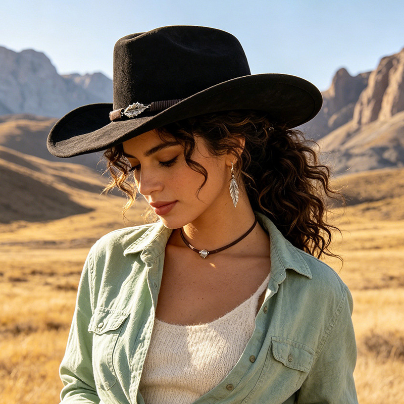 ウエスタンカウボーイスタイルのパナマウールフェルトハット、女 - Fedora Hat Wool のレビューと価格