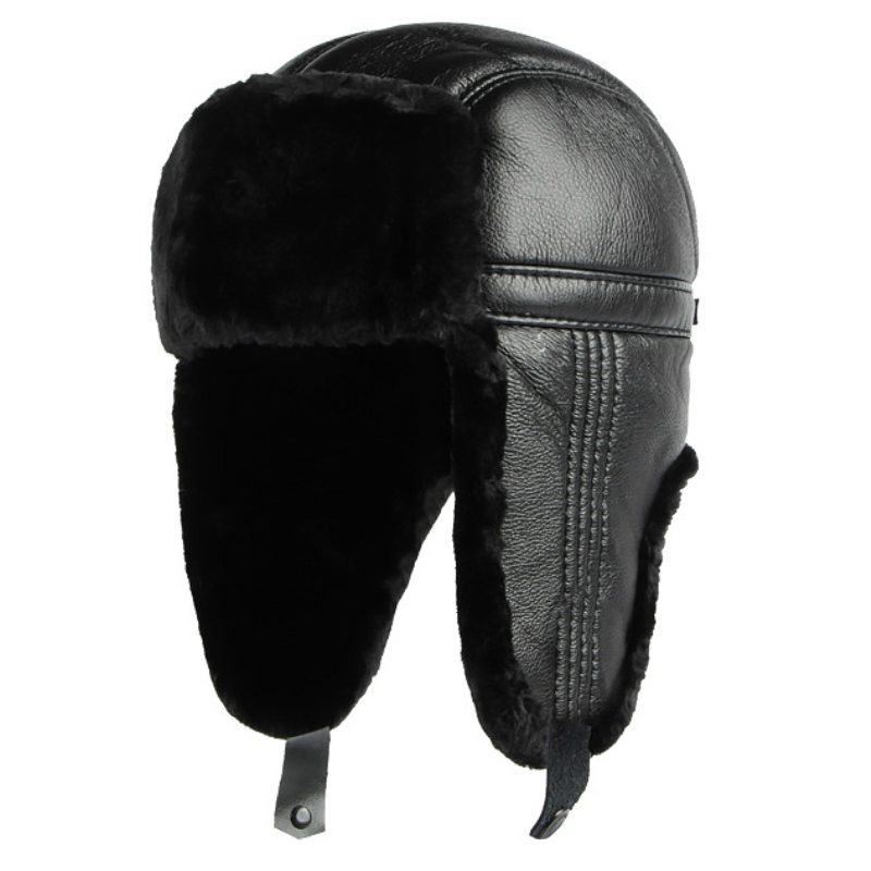 Ht4002-ロシアの革の帽子,厚くて暖かい,防風,男性用, - Winter Trapper Hat のレビューと価格