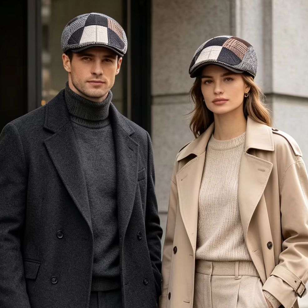 ハイエンドクラシックメンズパッチワークキャスケット帽子アイビ - Newsboy Cap Ivy のレビューと価格