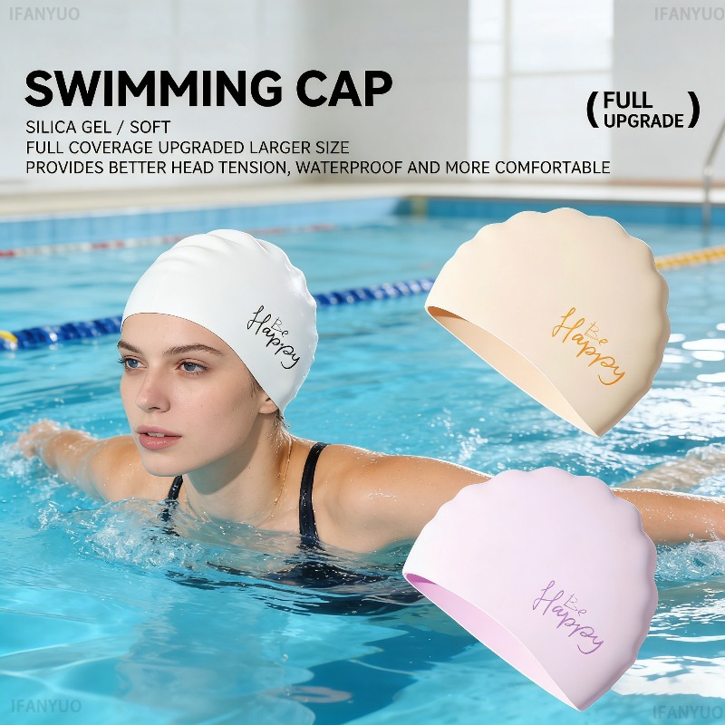 女性用シリコン水泳キャップ特大ロングヘア防水耳保護水泳帽子プ - Swim Hat Silicone のレビューと価格