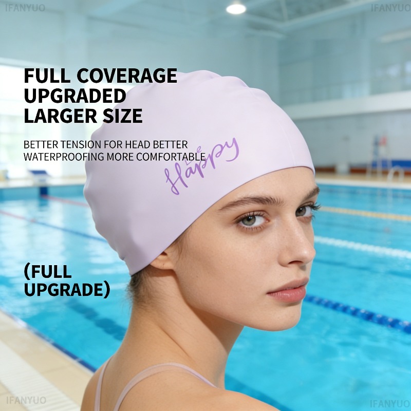 女性用シリコン水泳キャップ特大ロングヘア防水耳保護水泳帽子プ - Swim Hat Silicone のレビューと価格