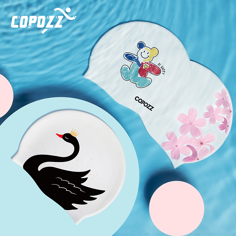 パターン大人の水泳キャップ男性女性ロングヘア防水水泳プールキ - Swim Hat Silicone のレビューと価格