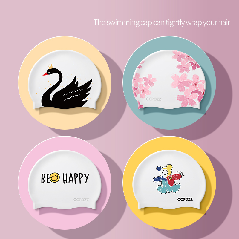 パターン大人の水泳キャップ男性女性ロングヘア防水水泳プールキ - Swim Hat Silicone のレビューと価格