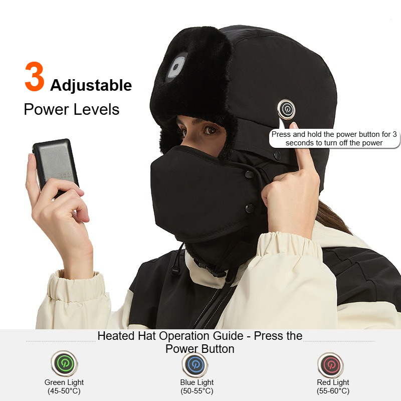 USB充電式厚手の加熱スキーハット – LEDライト付き冬用 - Winter Trapper Hat のレビューと価格