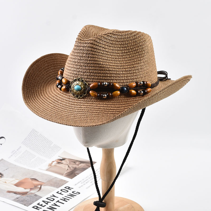 わら製ウエスタンカウボーイハット女性男性用折りたたみ式つば広 - Cowboy Hat Straw のレビューと価格