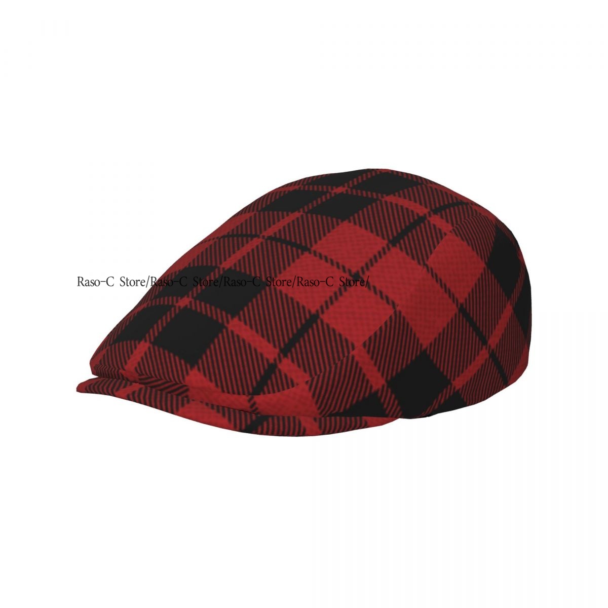 大人用フラットキャップ 赤い格子柄タータンプリント ユニセッ - Newsboy Cap Ivy のレビューと価格