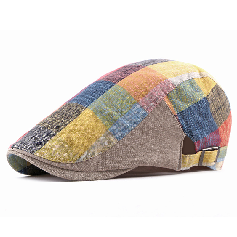 ユニセックスコットンチェック柄ニュースボーイベレー帽、調節可 - Newsboy Cap Ivy のレビューと価格